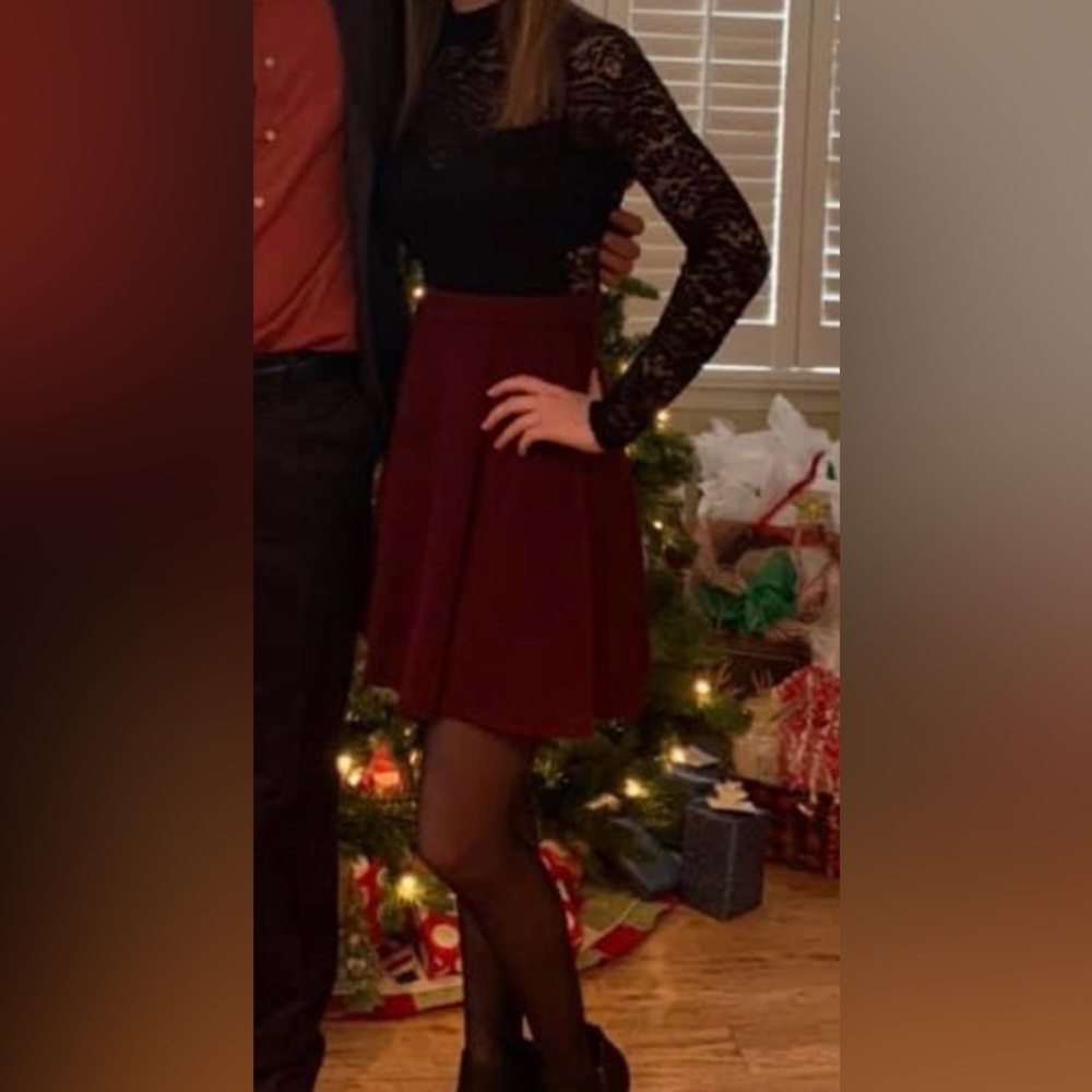 B Darlin Long Sleeve Burgundy and Black Formal Dress